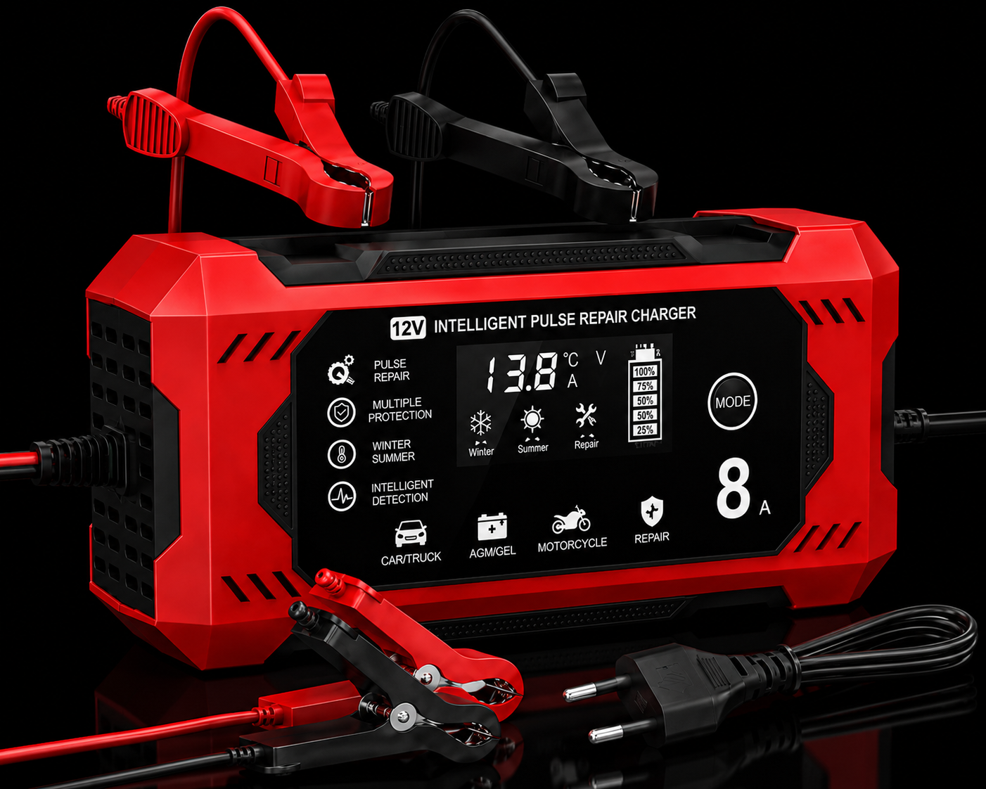 Inteligentná nabíjačka autobatérií 12V 8A s Pulse Repair
