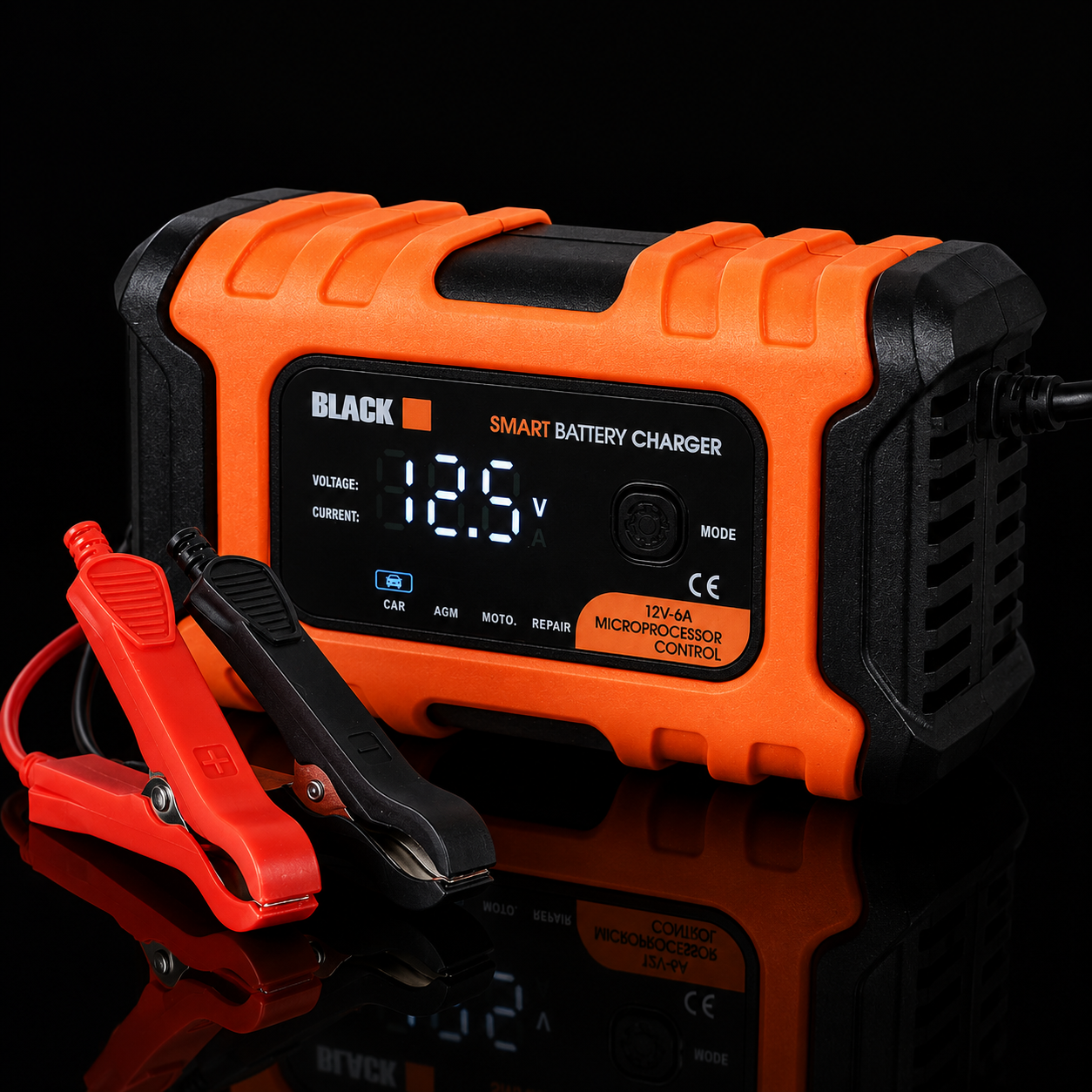 Inteligentná nabíjačka autobatérie 6A 12V LCD s funkciou Repair